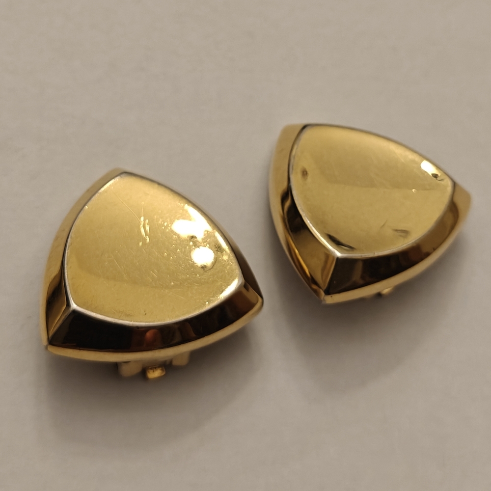 Vintage Dior Gold Tone Triangle Earrings